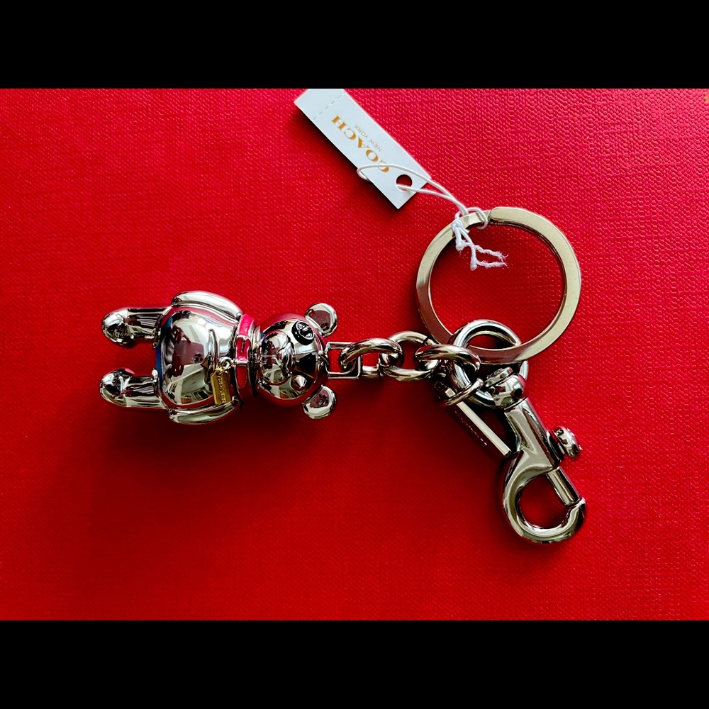 Coach Silver bear key chain